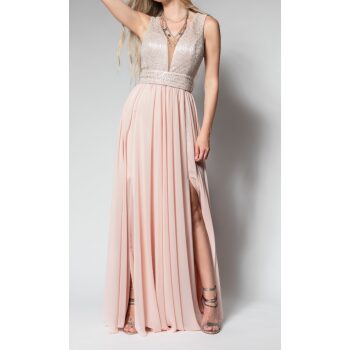 Φόρεμα Cecilia maxi με μπούστο δαντέλα και αέρινη φούστα ροζ A21C228