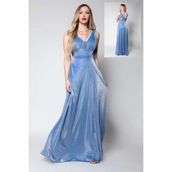 Φόρεμα Maxi Cecilia Με Γκλίτερ Γαλάζιο S22C219