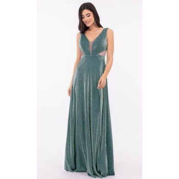Φόρεμα Cecilia μάξι πράσινο με ασημί glitter W21C205