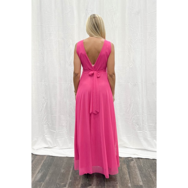 Φόρεμα Maxi κρουαζέ Ροζ