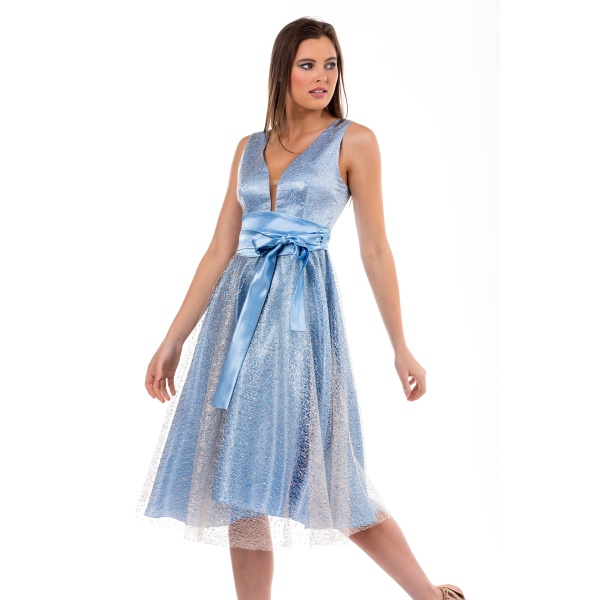 Φόρεμα Midi Lurex Σιέλ  21.11.2693 C