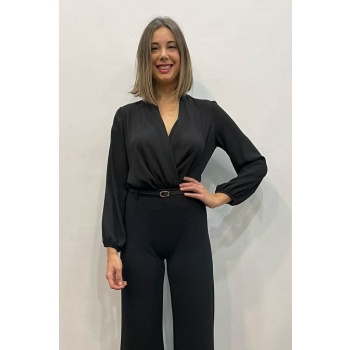 Μπλούζα Κρουαζέ Μακρυμάνικη Portal Fashion Μαύρη Pf – 344-black