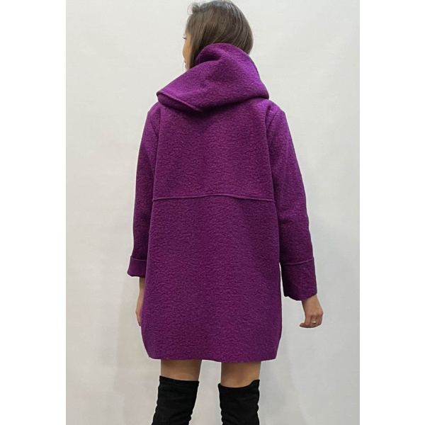 Παλτό Μπουκλέ Portal Fashion με Κουκούλα Μωβ PF – 0006