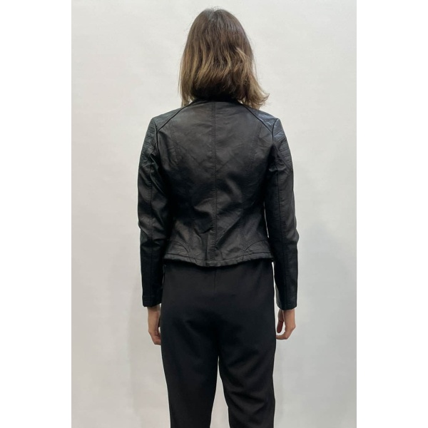 Μπουφάν Δερμάτινο Portal Fashion Μαύρο PF – 401