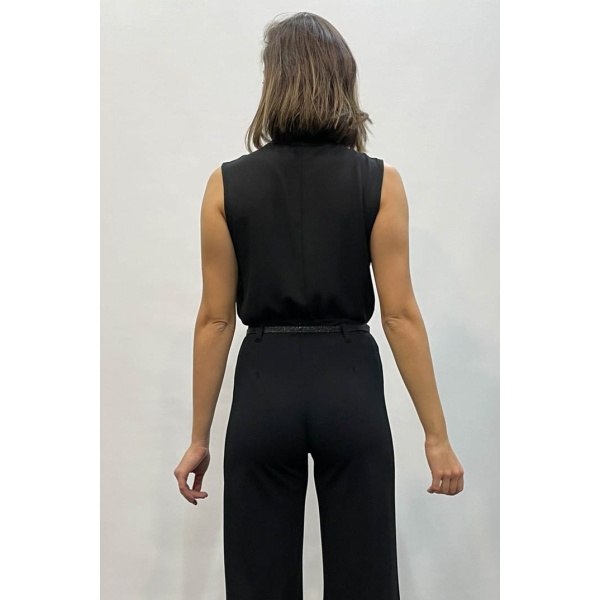 Μπλούζα Κρουαζέ Αμάνικη Portal Fashion Μαύρη Pf – 345