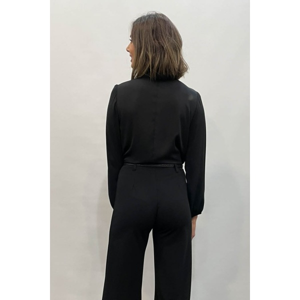 Μπλούζα Κρουαζέ Μακρυμάνικη Portal Fashion Μαύρη Pf – 344-black