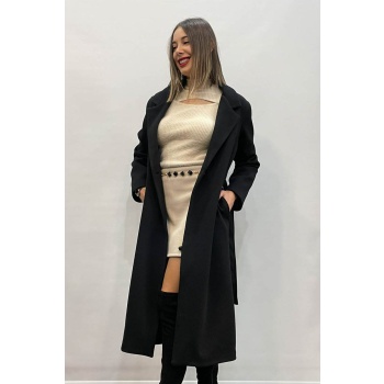 Παλτό Portal Fashion με Ζώνη Μαύρο Print PF – 0021 – 1
