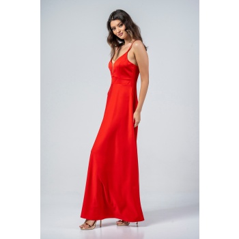 Φόρεμα maxi σατέν κόκκινο 21.11.2876