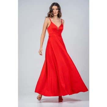 Φόρεμα maxi σατέν κόκκινο 21.11.2876