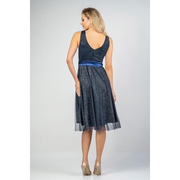 Φόρεμα coctail midi μπλε με τούλι 21.11.2917