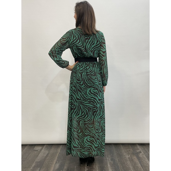 Φόρεμα maxi σε animal print αποχρώσεις του πράσινου