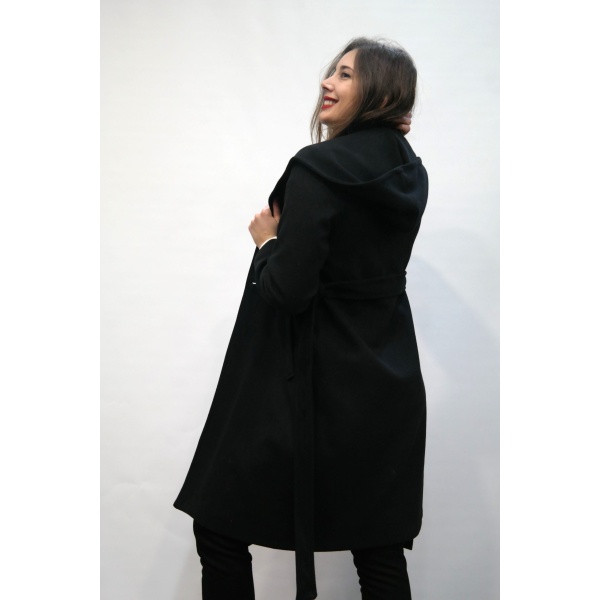 Παλτό με κουκούλα Μαύρο