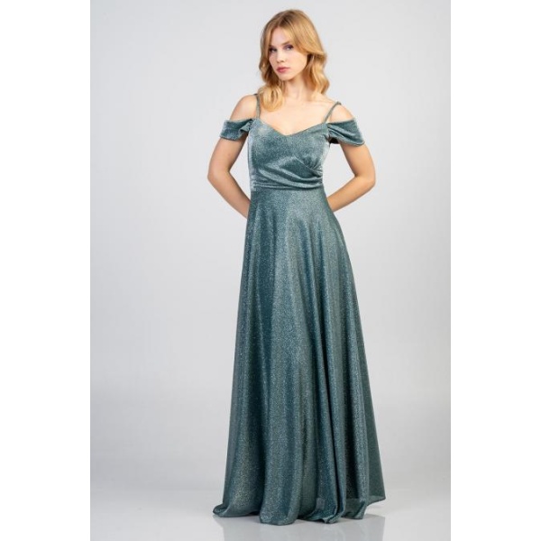 Φόρεμα maxi Σε Ελαστικό Lurex Ύφασμα 21.11.3093 Πράσινο