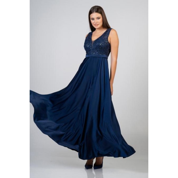 Φόρεμα maxi 21.11.3121 – Μπλε Ανοιχτή Πλάτη